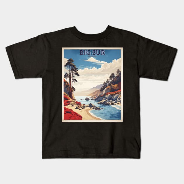 Big Sur California United States of America Tourism Vintage Poster Kids T-Shirt by TravelersGems